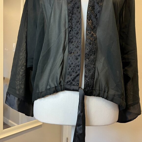 NWT Steve Madden Black Sheer Evening Beaded Cocoon Cardigan, One Size - Picture 6 of 16